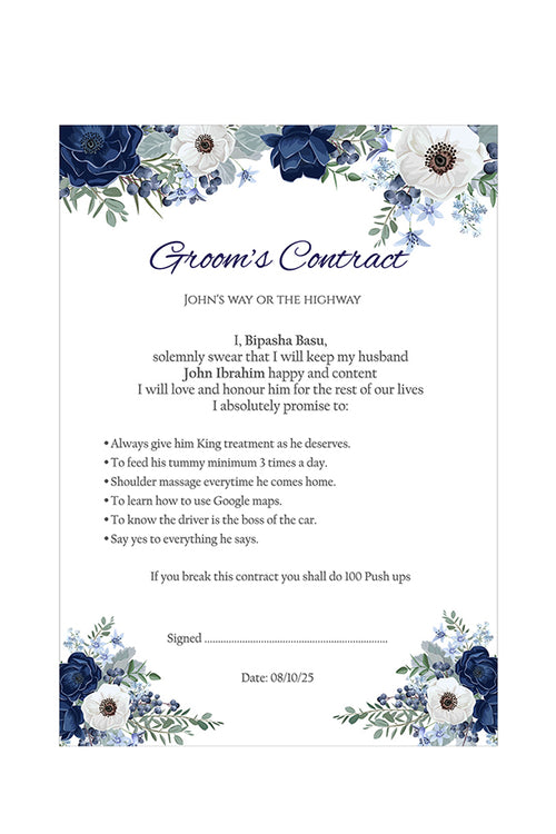 Load image into Gallery viewer, 1085 - A1 Groom’s Contract Poster for Wedding
