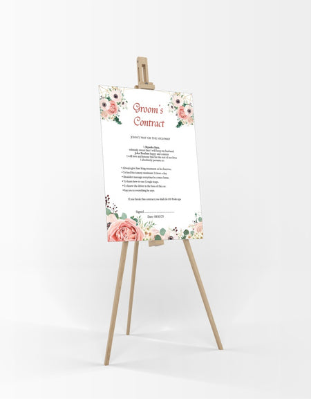 1091 - A1 Groom’s Contract Poster for Wedding