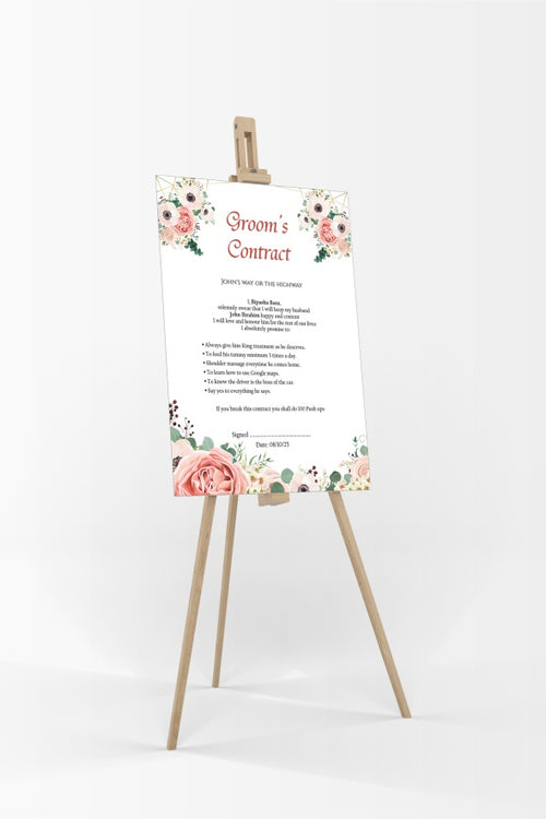 Load image into Gallery viewer, 1091 - A1 Groom’s Contract Poster for Wedding
