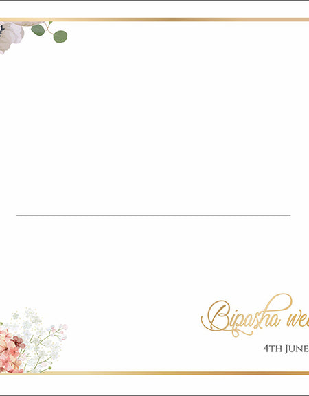 Personalised wedding envelope with names and date in bottom left corner