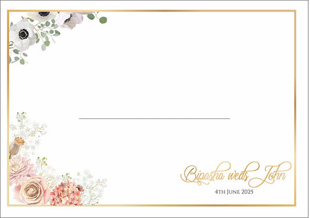 Personalised wedding envelope with names and date in bottom left corner