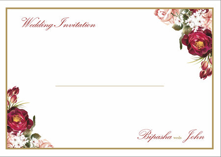 Personalised wedding envelope with gold border and couple’s names