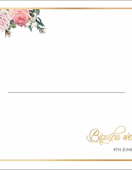 A5 cream wedding envelope with peach and ivory floral corner design