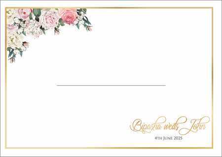 A5 cream wedding envelope with peach and ivory floral corner design