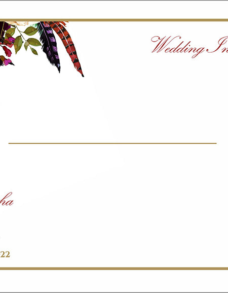 Cream personalised C5 envelope with burgundy floral top corner and gold border