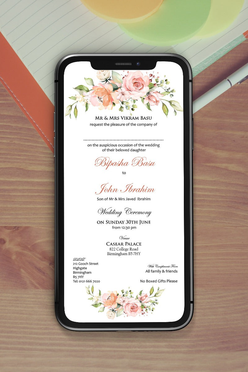 Floral Paperless Digital Invitation 1105