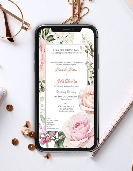 Floral Paperless Digital Invitation 1107
