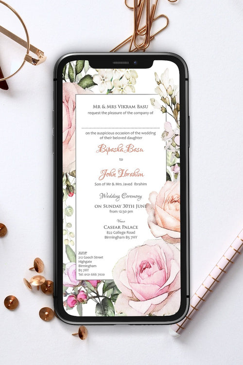 Load image into Gallery viewer, Floral Paperless Digital Invitation 1107
