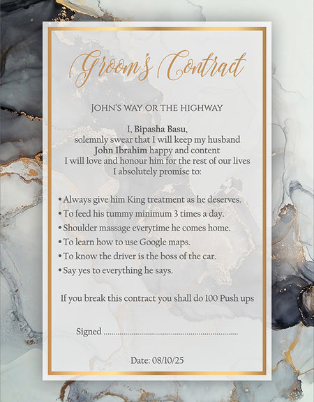 1123 - A1 Groom’s Contract Poster for Wedding