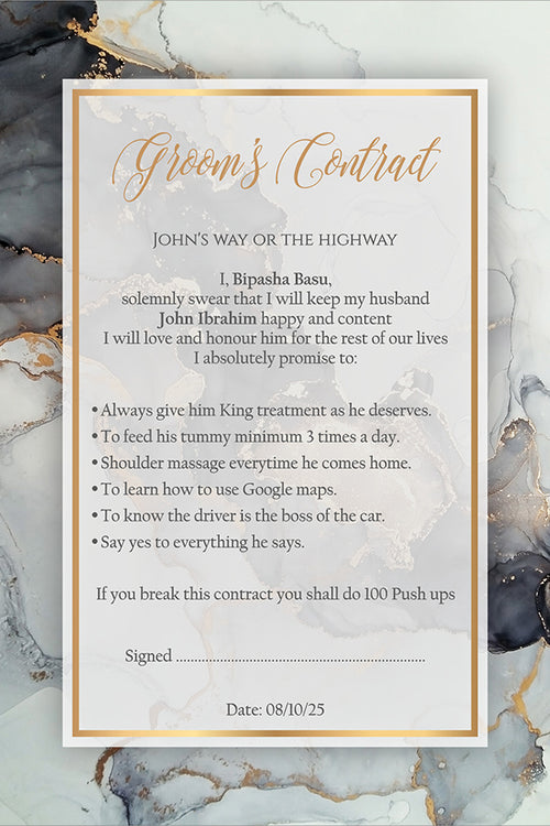 Load image into Gallery viewer, 1123 - A1 Groom’s Contract Poster for Wedding
