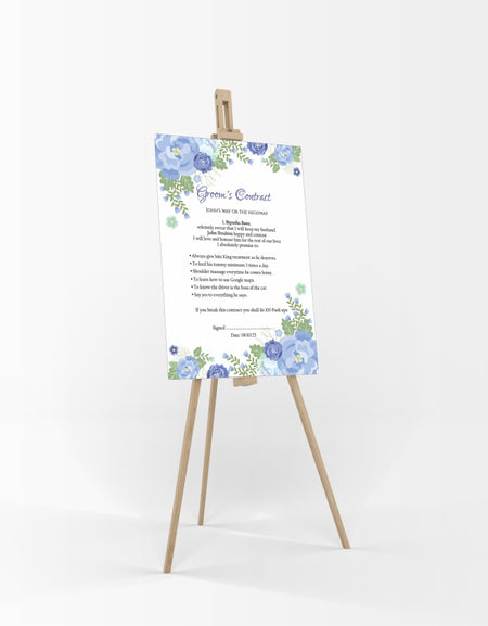 1131 - A1 Groom’s Contract Poster for Wedding