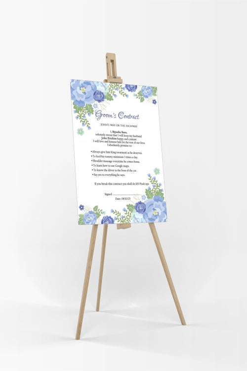 Load image into Gallery viewer, 1131 - A1 Groom’s Contract Poster for Wedding
