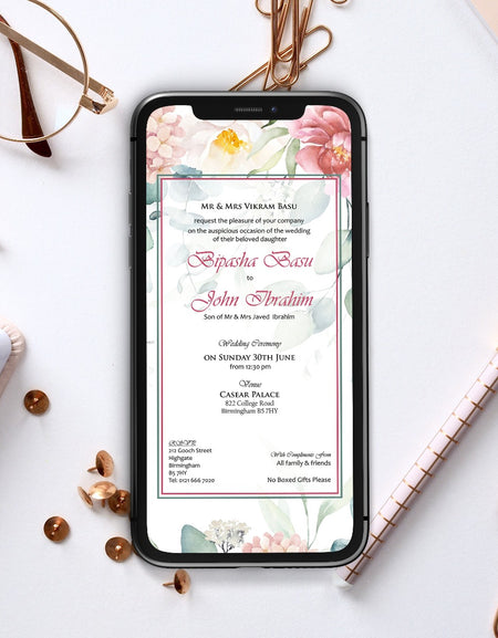 Floral Paperless Digital Invitation 1137