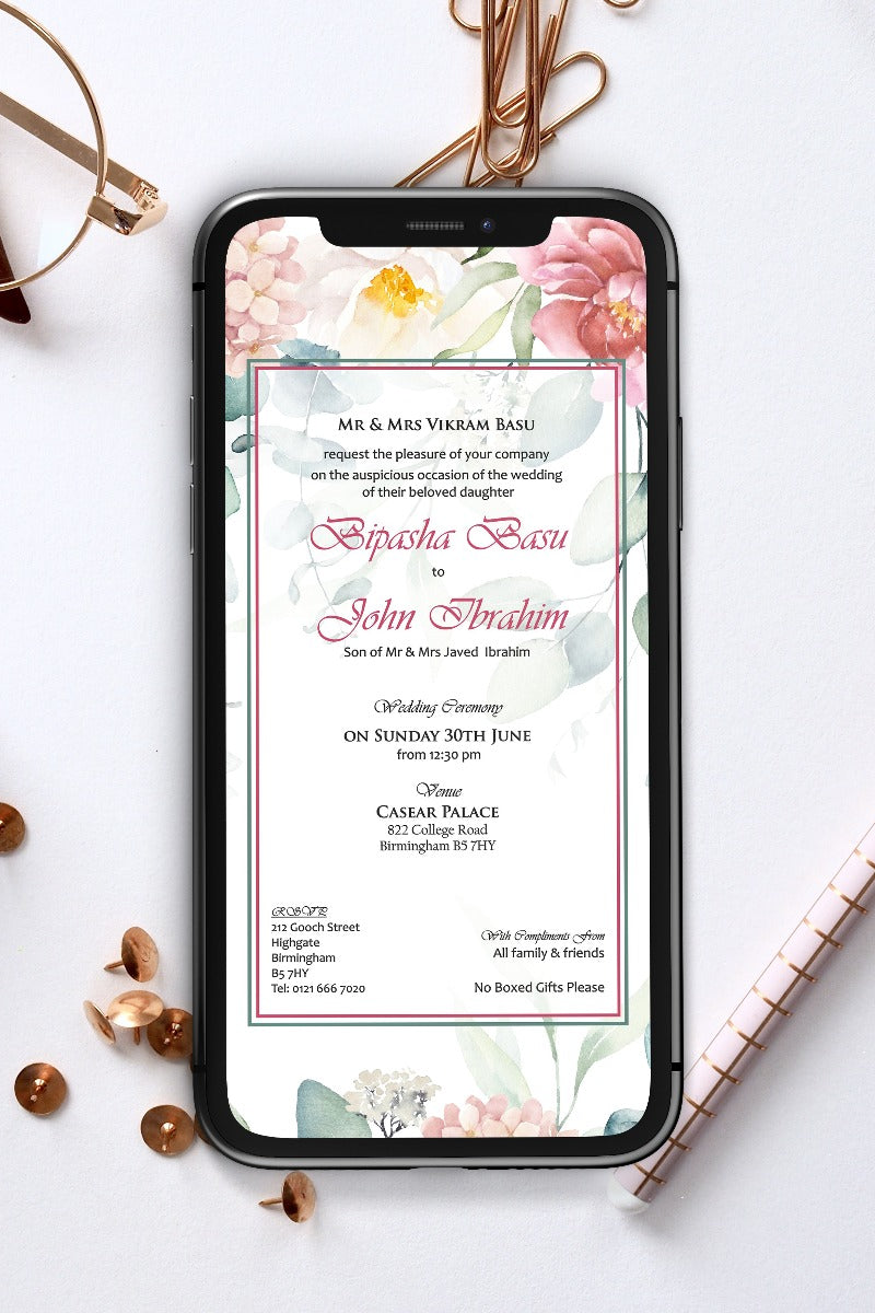 Floral Paperless Digital Invitation 1137