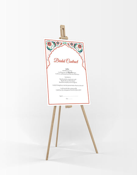 1040 – A1 Colourful Arabesque Design Bridal Contract, Marriage Contract