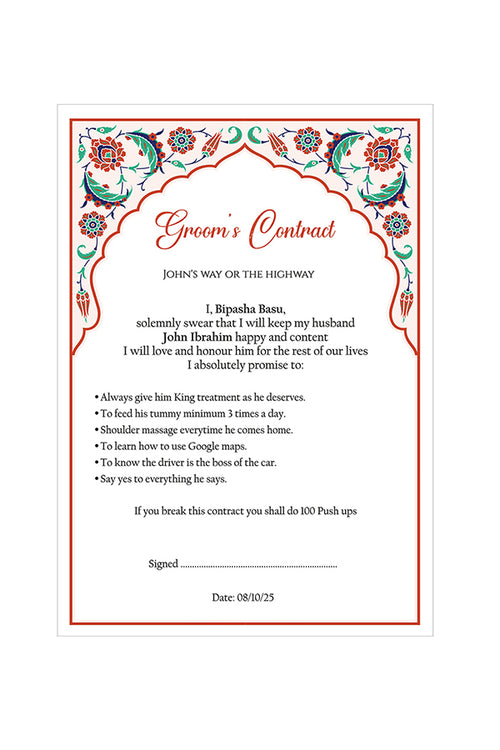 Load image into Gallery viewer, 1140 - A1 Groom’s Contract Poster for Wedding
