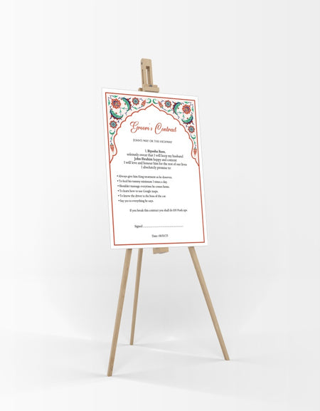 1140 - A1 Groom’s Contract Poster for Wedding
