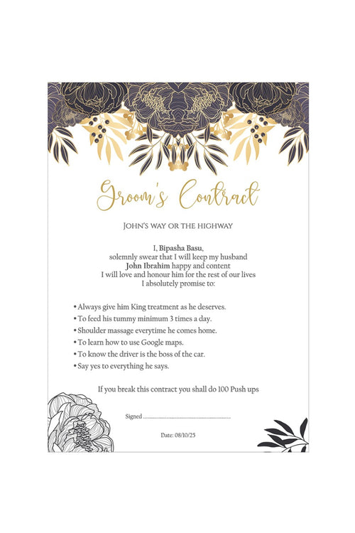 Load image into Gallery viewer, 1151 - A1 Groom’s Contract Poster for Wedding
