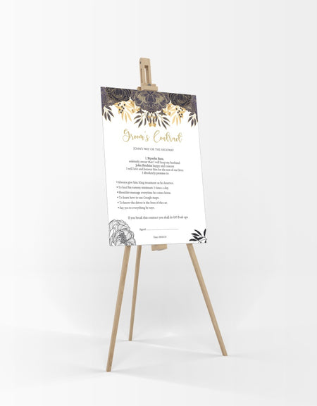 1151 - A1 Groom’s Contract Poster for Wedding