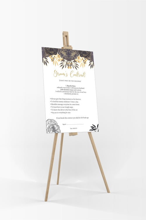 Load image into Gallery viewer, 1151 - A1 Groom’s Contract Poster for Wedding
