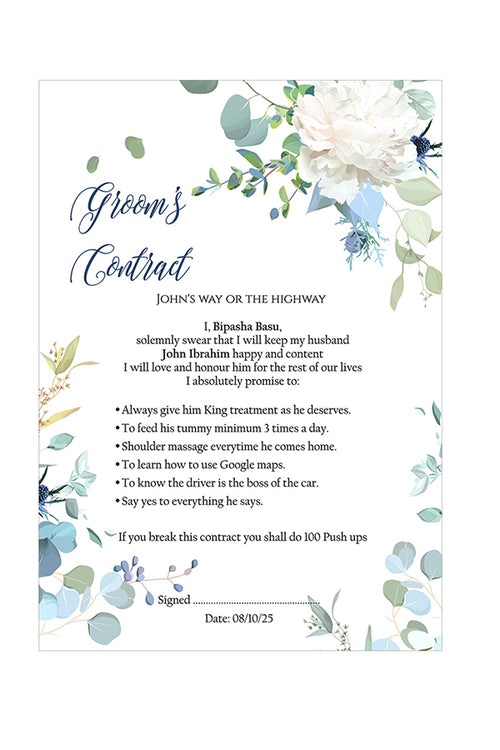 Load image into Gallery viewer, 1159 - A1 Groom’s Contract Poster for Wedding
