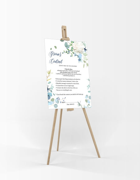 1159 - A1 Groom’s Contract Poster for Wedding