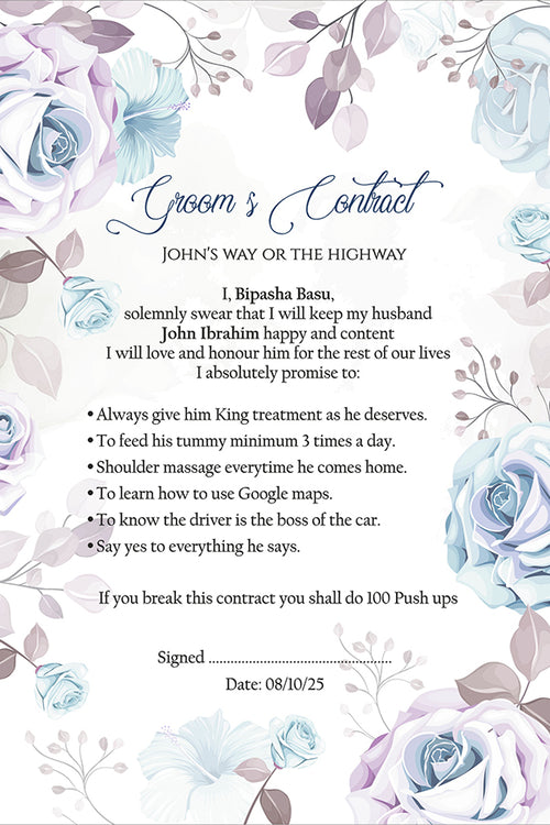 Load image into Gallery viewer, 1160 - A1 Groom’s Contract Poster for Wedding
