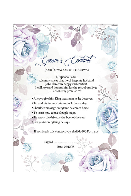 Load image into Gallery viewer, 1160 - A1 Groom’s Contract Poster for Wedding
