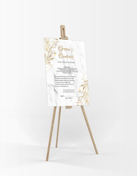 1170 - A1 Groom’s Contract Poster for Wedding