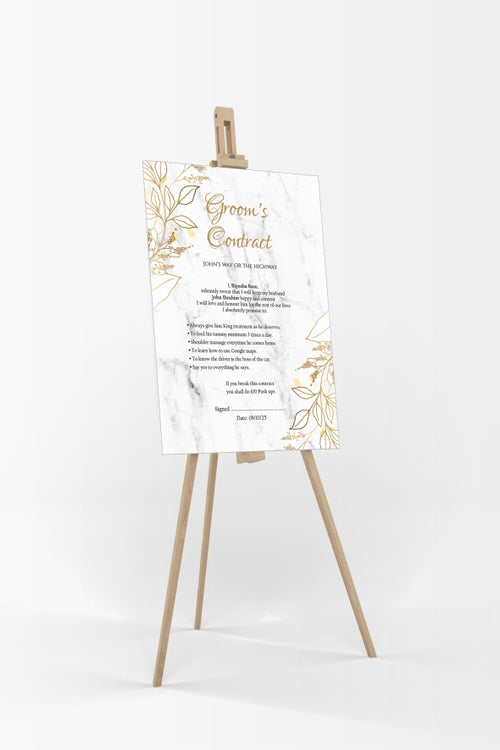 Load image into Gallery viewer, 1170 - A1 Groom’s Contract Poster for Wedding
