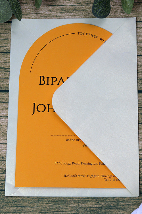 Load image into Gallery viewer, Orange Arch Simple A5 Invitation ABC 1201
