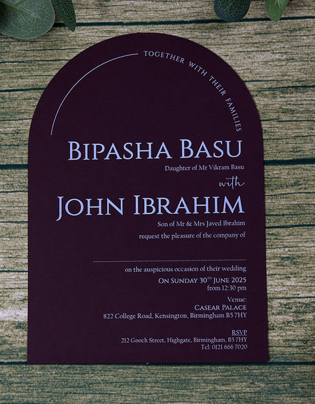 Maroon Arch Simple A5 Invitation ABC 1202