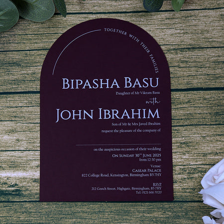 Maroon Arch Simple A5 Invitation ABC 1202