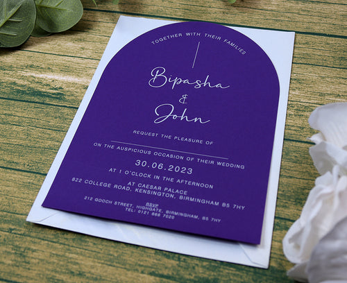 Load image into Gallery viewer, Purple Arch Simple A5 Invitation ABC 1203
