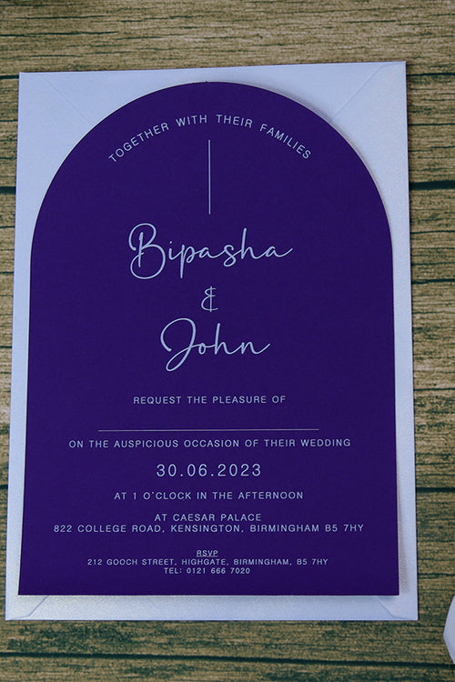 Load image into Gallery viewer, Purple Arch Simple A5 Invitation ABC 1203
