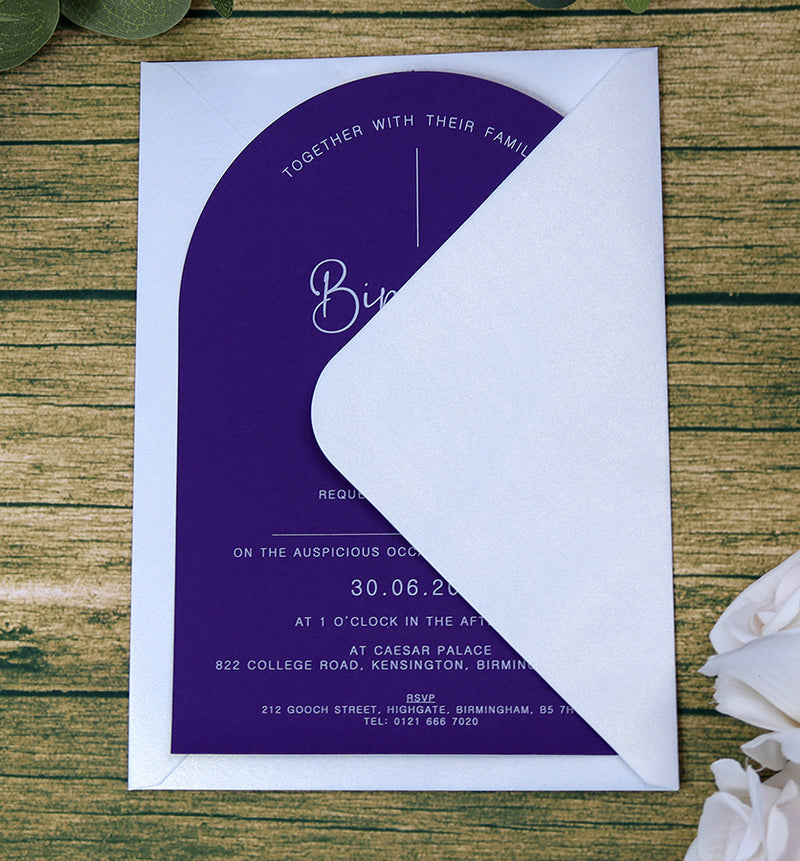 Purple Arch Simple A5 Invitation ABC 1203