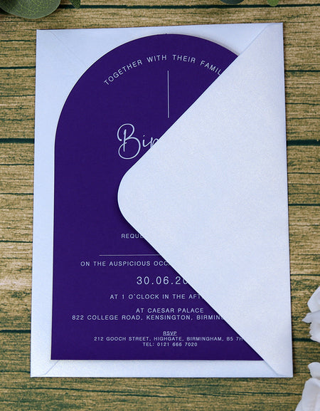 Purple Arch Simple A5 Invitation ABC 1203