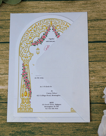 White Arch Simple A5 Invitation ABC 1204