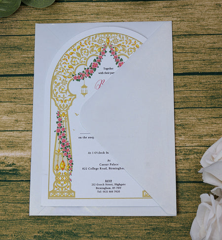 White Arch Simple A5 Invitation ABC 1204