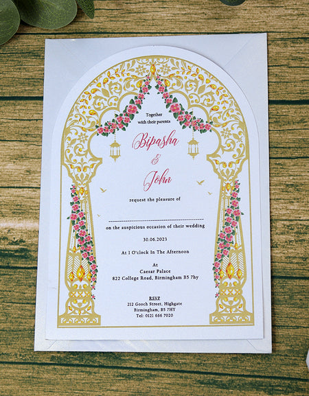 White Arch Simple A5 Invitation ABC 1204