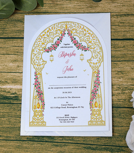 White Arch Simple A5 Invitation ABC 1204
