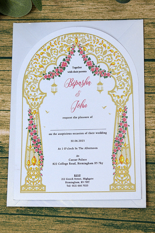 Load image into Gallery viewer, White Arch Simple A5 Invitation ABC 1204
