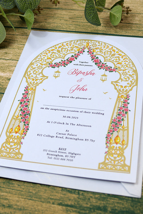 Load image into Gallery viewer, White Arch Simple A5 Invitation ABC 1204
