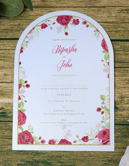 White Arch Floral A5 Invitation ABC 1206