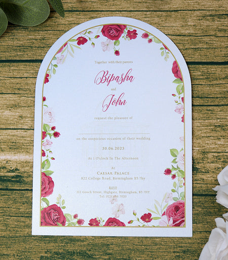 White Arch Floral A5 Invitation ABC 1206