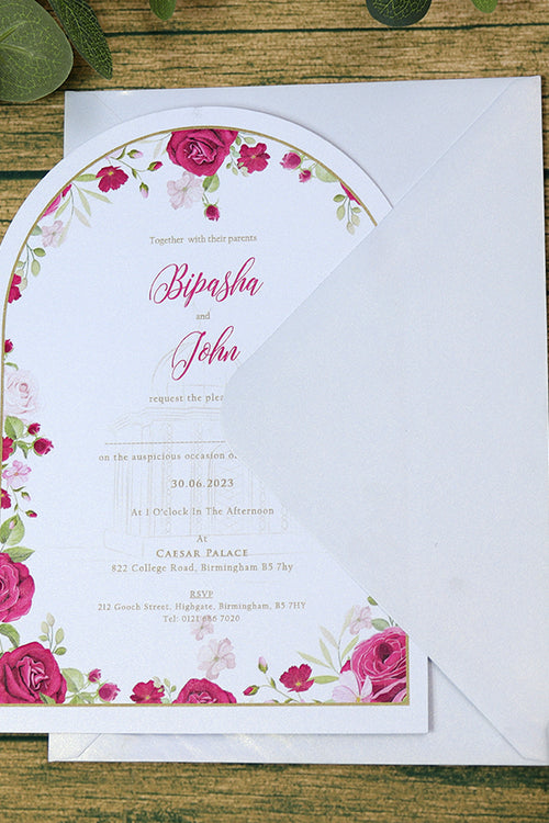 Load image into Gallery viewer, White Arch Floral A5 Invitation ABC 1206
