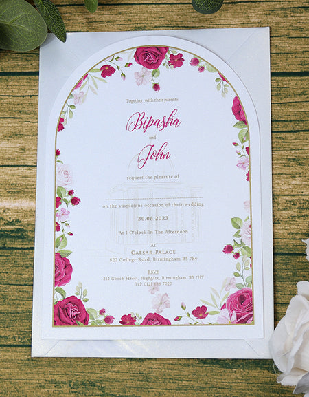 White Arch Floral A5 Invitation ABC 1206