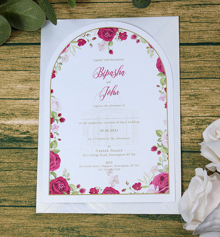 White Arch Floral A5 Invitation ABC 1206
