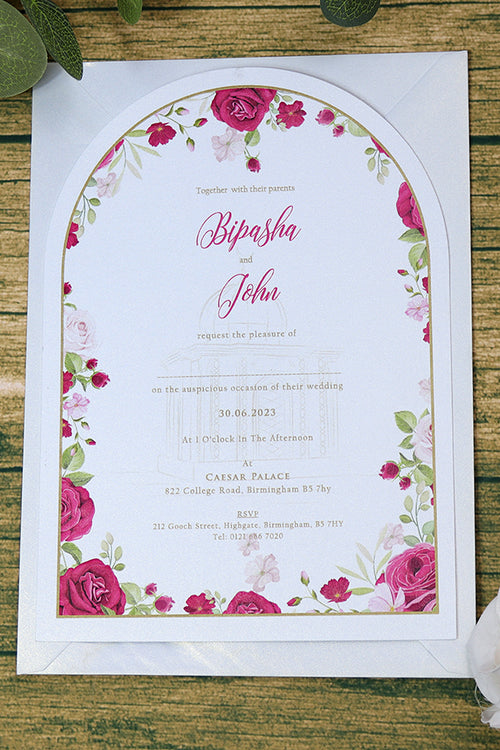 Load image into Gallery viewer, White Arch Floral A5 Invitation ABC 1206
