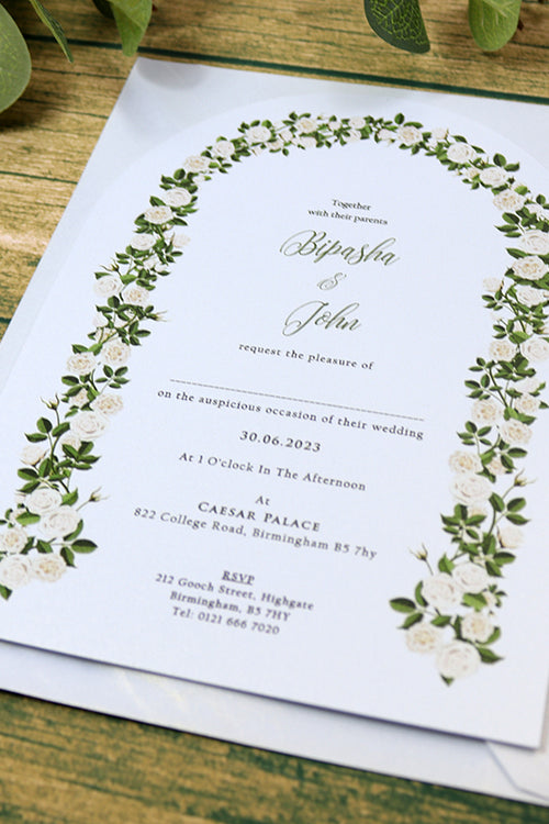 Load image into Gallery viewer, White Arch Floral A5 Invitation ABC 1207

